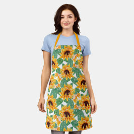 Hübsche Sonnenblumen Gelb und Grün Schürze