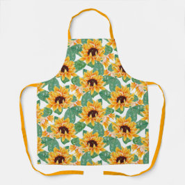 Hübsche Sonnenblumen Gelb und Grün Schürze