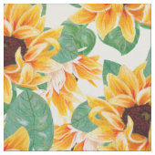 Hübsche Sonnenblumen Gelb und Grün Stoff (Nahaufnahme)