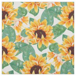 Hübsche Sonnenblumen Gelb und Grün Stoff