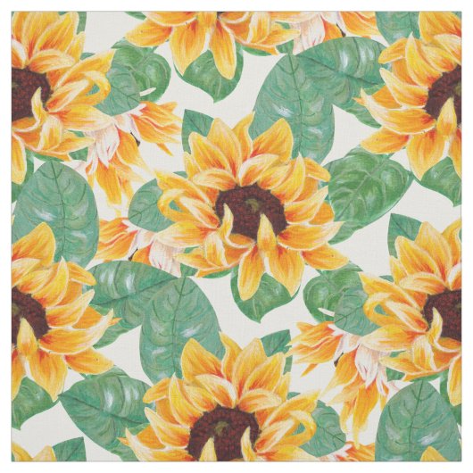Hübsche Sonnenblumen Gelb und Grün Stoff (Muster)