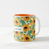 Hübsche Sonnenblumen Gelb und Grün Zweifarbige Tasse (VorderseiteRechts)