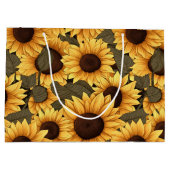 Hübsche Sonnenblumen-Illustration All-Over-Print Große Geschenktüte (Rückseite)