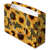 Hübsche Sonnenblumen-Illustration All-Over-Print Große Geschenktüte (Rückseite Schrägansicht)