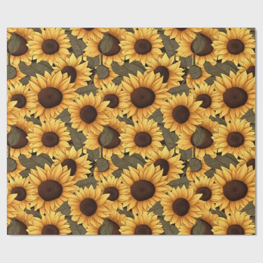 Hübsche Sonnenblumen-Illustration überall Geschenkpapier (Flach)