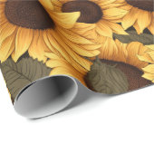 Hübsche Sonnenblumen-Illustration überall Geschenkpapier (Rolleneckpunkt)