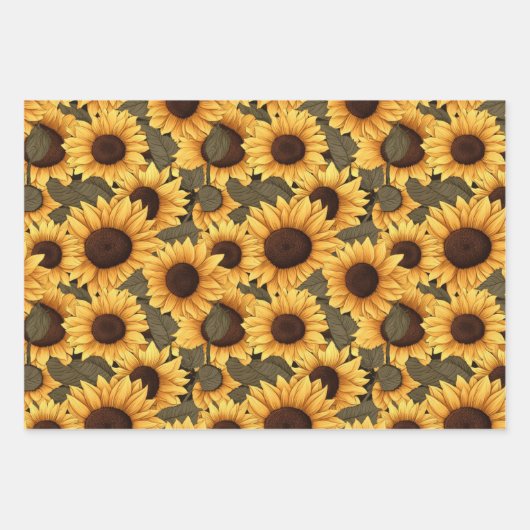 Hübsche Sonnenblumen-Illustration überall Geschenkpapier Set (Vorderseite 2)