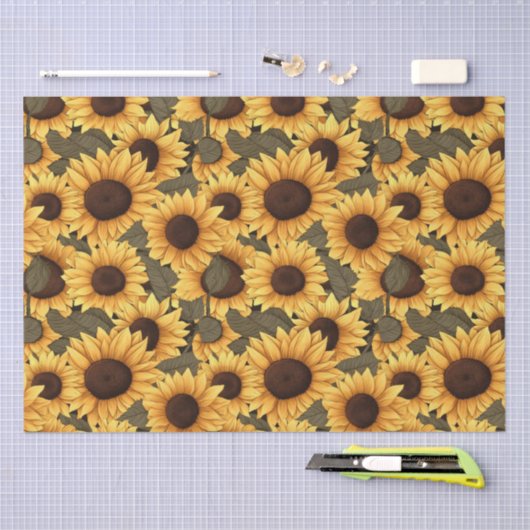 Hübsche Sonnenblumen-Illustration überall Seidenpapier (Handwerk)
