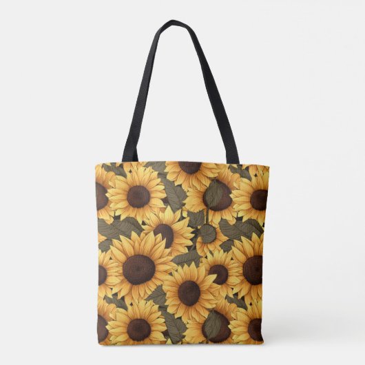 Hübsche Sonnenblumen-Illustration überall Tasche (Rückseite)