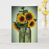 Hübsche Sonnenblumen in Vasen Kunst | Geburtstag d Karte (Gelbe Blume)