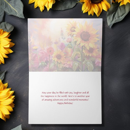 Hübsche Sonnenblumen mit farbenfrohen Blume Geburt Karte