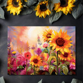 Hübsche Sonnenblumen mit farbenfrohen Blume Geburt Karte