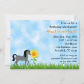 Hübsche Sonnenblumen & Pferde Einladung zum Geburt (Rückseite)