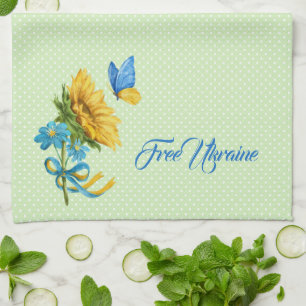Hübsche Sonnenblumen und Butterfly Ukraine Unterst Geschirrtuch