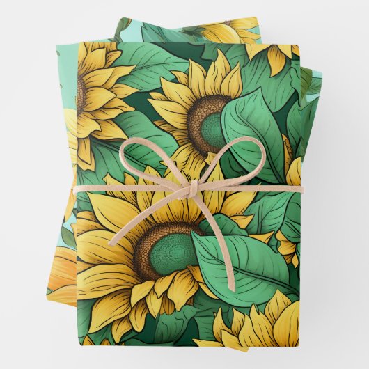 Hübsche Sonnenblumenspulpapier Geschenkpapier Set (Beispiel)