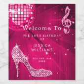 Hübsche Sparkone Heels Rosa Diskothek Ball Geburts Weinetikett (Einzelnes Label)