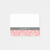 Hübsche Spitze Damask Muster Korallengrau Post-it Klebezettel (Vorderseite)