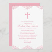 Hübsche Spitze| Taufe der rosa Girls/Christening Einladung (Vorne/Hinten)