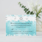 Hübsche Spitzen & Bow Aquamariner Weihnachtsfeiert Einladung (Stehend Vorderseite)