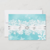 Hübsche Spitzen & Bow Aquamariner Weihnachtsfeiert Einladung (Rückseite)