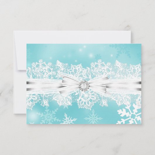 Hübsche Spitzen & Bow Aquamariner Weihnachtsfeiert Einladung (Rückseite)