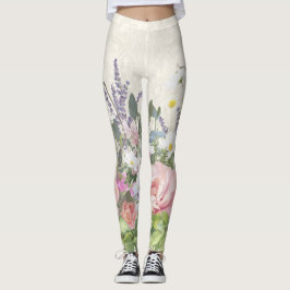 Hübsche Spitzen gestrichen Blumenrosa Peony Wild B Leggings