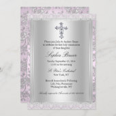 Hübsche Spitzen Rosa Erste Heilige Kommune Einladung (Vorne/Hinten)