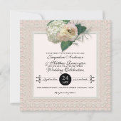 Hübsche Spitzen Typografie Französische Blume Peon Einladung (Vorderseite)