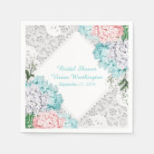 Hübsche Spitzen und Hydrangeas Brautparty Napkins Serviette (Vorderseite)
