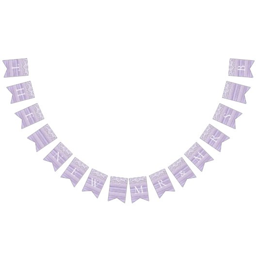 Hübsche Spitzen- und Lilac Rustic Wood Celebration Wimpelkette (Alle)