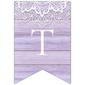 Hübsche Spitzen- und Lilac Rustic Wood Celebration Wimpelkette (Erste Fahne)