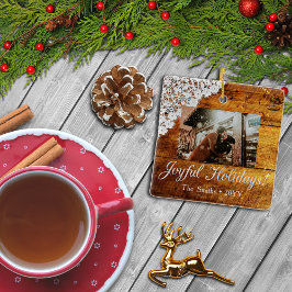 Hübsche Spitzen und rustikale Hütte Holz aussehen Keramikornament