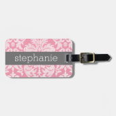 Hübsche Spitzenmatte Muster Pink Grau Gepäckanhänger (Vorderseite horizontal)