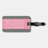 Hübsche Spitzenmatte Muster Pink Grau Gepäckanhänger (Rückseite horizontal)