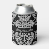 Hübsche Spitzenmatte Schwarz-Weiß-Muster Dosenkühler (Kanne Vorderseite)