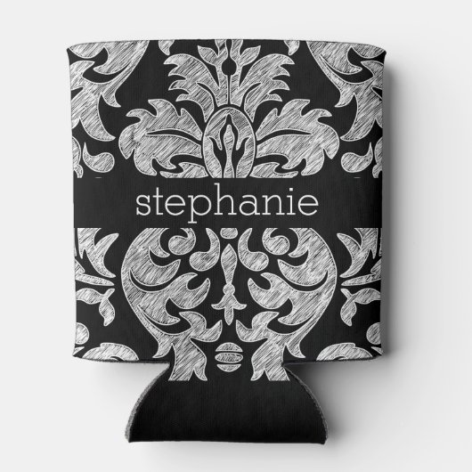 Hübsche Spitzenmatte Schwarz-Weiß-Muster Dosenkühler (Rückseite)