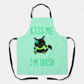 Hübsche St. Patrick's Kiss Me Ich bin Irish Cat Sc Schürze (Vorderseite)