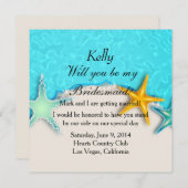 Hübsche Starfish Summer Beach Bridesmaid Card Einladung (Vorne/Hinten)