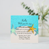 Hübsche Starfish Summer Beach Bridesmaid Card Einladung (Stehend Vorderseite)
