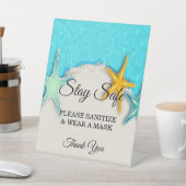 Hübsche Starfish Summer Beach Hochzeitsicherheit Sockelschild (In SItu)