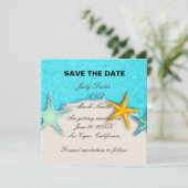 Hübsche Starfish Summer Beach Save the Date Einladung (Stehend Vorderseite)