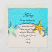 Hübsche Starfish Summer Beach Trauzeugin Card Einladung (Vorne/Hinten)