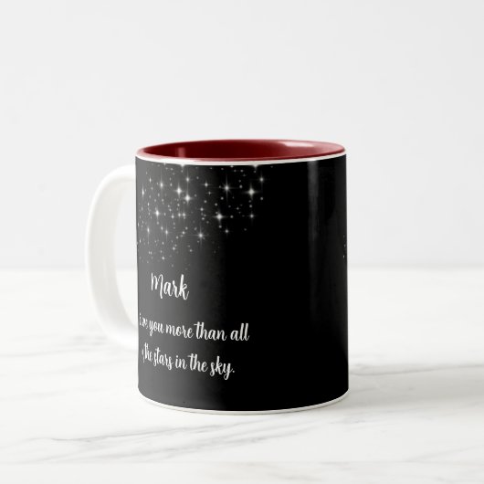 Hübsche Starry White & Black I Liebe Sie Zweifarbige Tasse (Vorderseite Links)