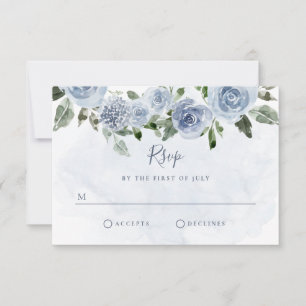 Hübsche staubblaue Aquarellblumen RSVP Karte