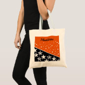 Hübsche Sterne & Punkte Orange & Black Fall/Hallow Tragetasche (Vorderseite (Produkt))
