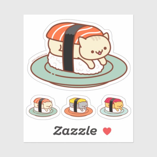Hübsche Stickers - SUSHI CATS - SALMON Aufkleber (Blatt)