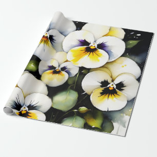Hübsche Stiefmütterchen Aquarellmalerei Geschenkpapier