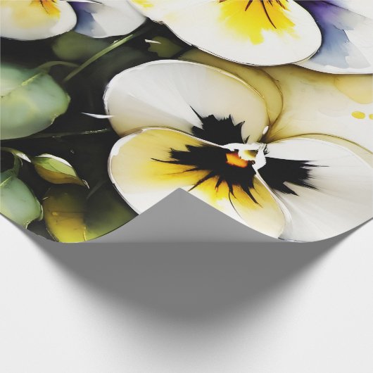 Hübsche Stiefmütterchen Aquarellmalerei Geschenkpapier (Ecke)