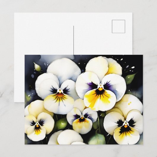 Hübsche Stiefmütterchen Aquarellmalerei Postkarte (Vorne/Hinten)