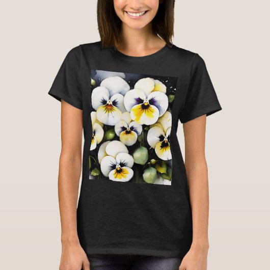Hübsche Stiefmütterchen Aquarellmalerei T-Shirt (Vorderseite)